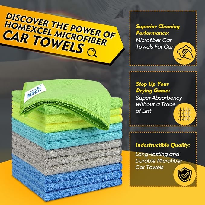 HOMEXCEL Microfiber Cleaning Cloth 12 Pack, 12.5 x 12.5 Inch Microfiber Towels - Image 2