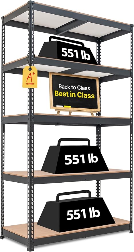 HOMEDANT 5-Tier Laminated Boltless Heavy Duty Metal Shelving Unit Adjustable by TheBestOrganizingSolution