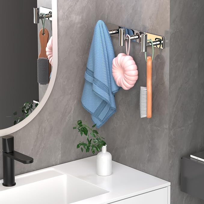 Wall Mounted Coat Rack-3 Hooks, Heavy Duty Stainless Steel Hook Rail - Image 4
