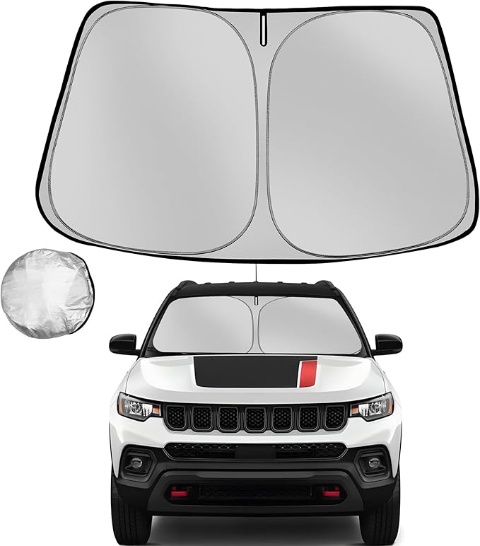 Windshield Sun Shade for 2017-2024 Jeep Compass SUV Foldable Sun Sunshade for by Fonowka