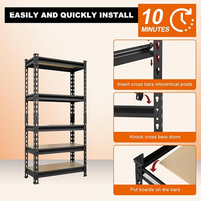BIG RED Storage Shelving Unit, 5-Tier Adjustable, Heavy Duty Metal Garage - Image 4