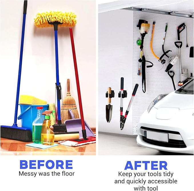 4 Pcs Magnetic Broom Holder, Mop and Broom Holders Wall Mount Heavy Duty - Image 5