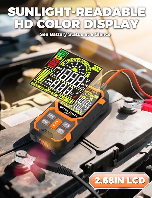 12V 24V Car Battery Tester, POROMETISTO CBT01 Automotive Battery Checker - Image 6