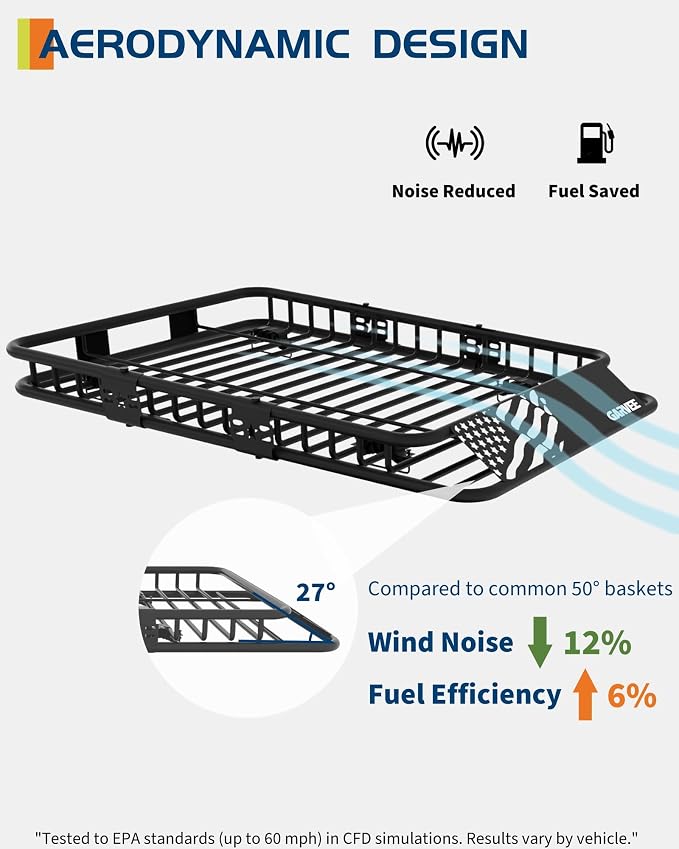 46" x 36" Universal Roof Rack Carrier Basket, 200 Lbs Capacity Car Cargo Rack - Image 4