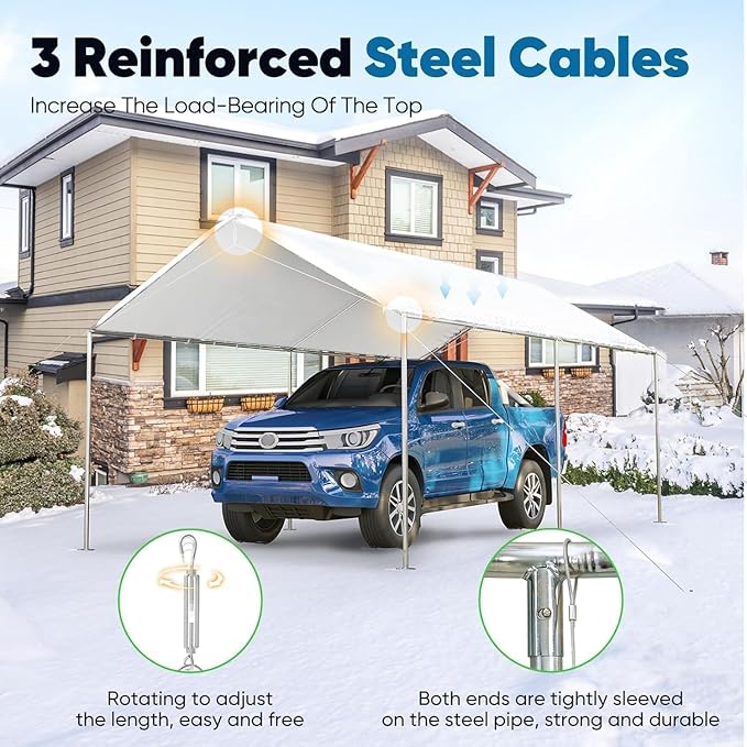 Quictent 10x15 ft Heavy Duty Car Canopy Galvanized Frame Carport Outdoor Party - Image 5