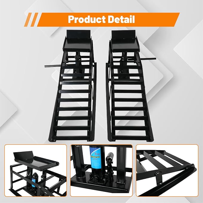 2 Pack Hydraulic Car Ramps 10, 000lbs/5T Capacity Low Profile Car Lift Service - Image 7