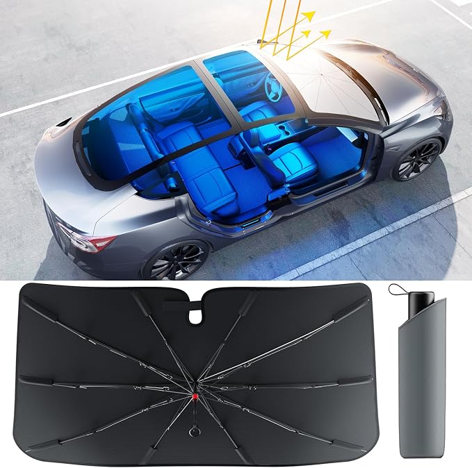 Car Windshield Sun Shade, Spring Structure Umbrella Sunshade - Image 5