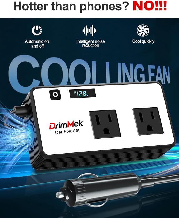 200W Car Power Inverter, Car Plug in Adapter Outlet DC Inverter 12V to 110V AC - Image 7