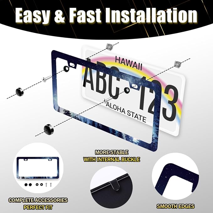 Beautiful Galaxy License Plate Frame Starry Sky Galaxy Forest License Plate - Image 7