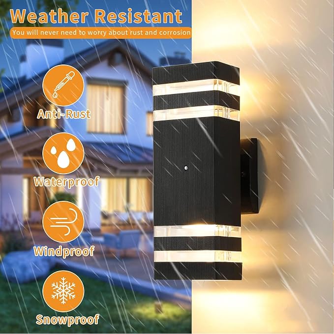 tewei 4 Pack Dusk to Dawn Outdoor Wall Lights Modern Exterior Light Fixture - Image 4