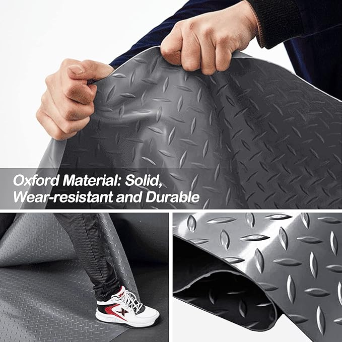 Garage Floor Mat, 4x8.2ft Diamond Rubber Plate Garage Flooring Rolls, Non-Slip - Image 4