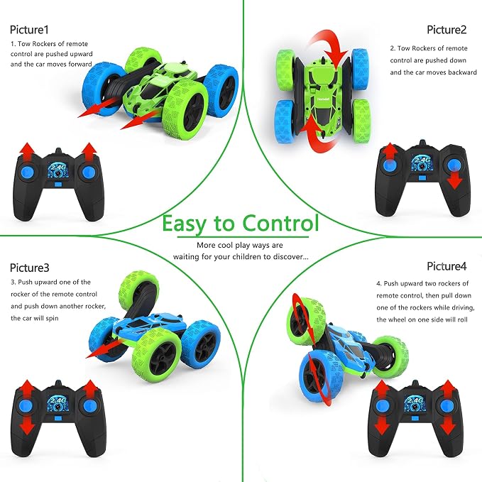 Remote Control Car for 6-12 Year Old Double Sided 360°Rotating 4WD RC Cars - Image 4