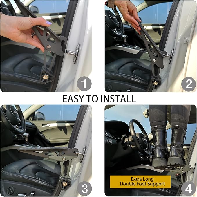 TOOENJOY Universal Fit Car Door Step, Foldable Roof Rack Door Step Up on Door - Image 3