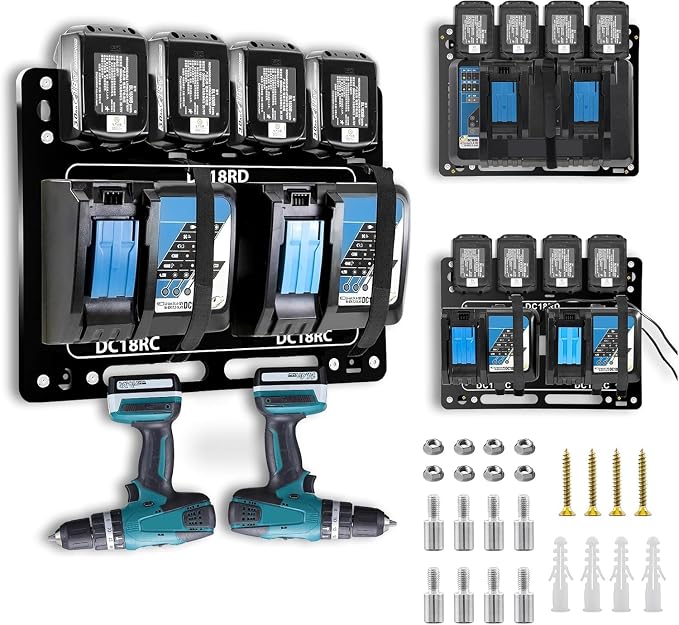 Battery Holder for Makita, Wall Mount for Makita DC18RC DC18RD Chargers by Wewod