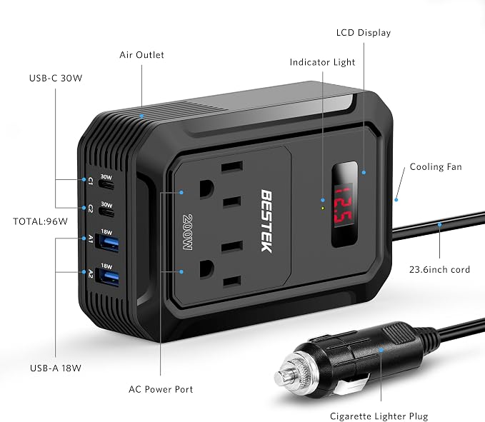 BESTEK 200W Car Power Inverter - Image 4