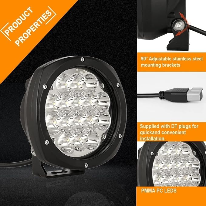 BIGLION.X 5Inch 160W Round Led Driving Lights Off Road Spot Lights Offroad - Image 6