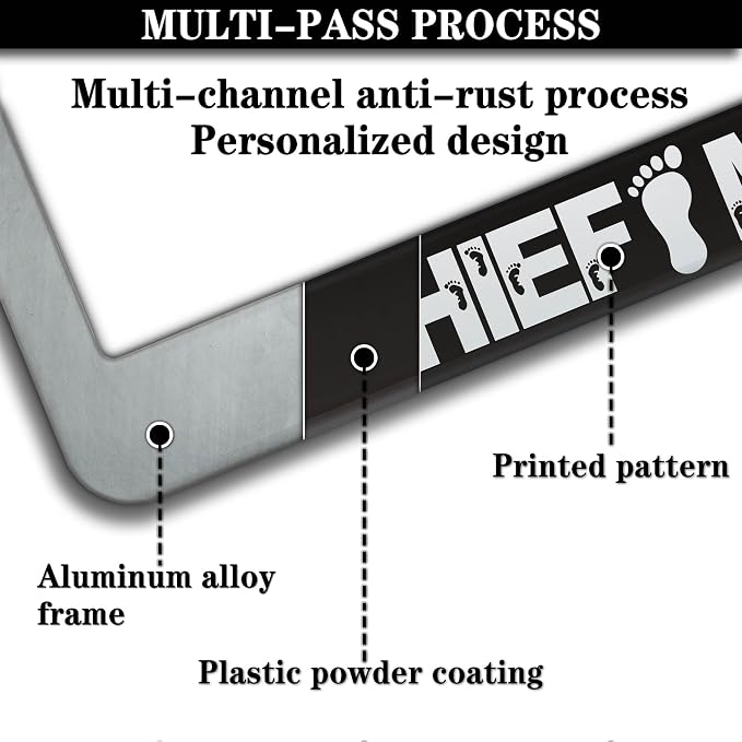 Automotive Exterior Accessories Black and White License Plate Frames Mischief - Image 5