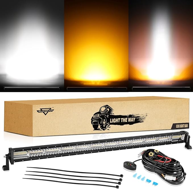 Auxbeam LED Straight Light Bar 50 Inch 288W Amber White Fog Lights, 6 Modes by Auxbeam