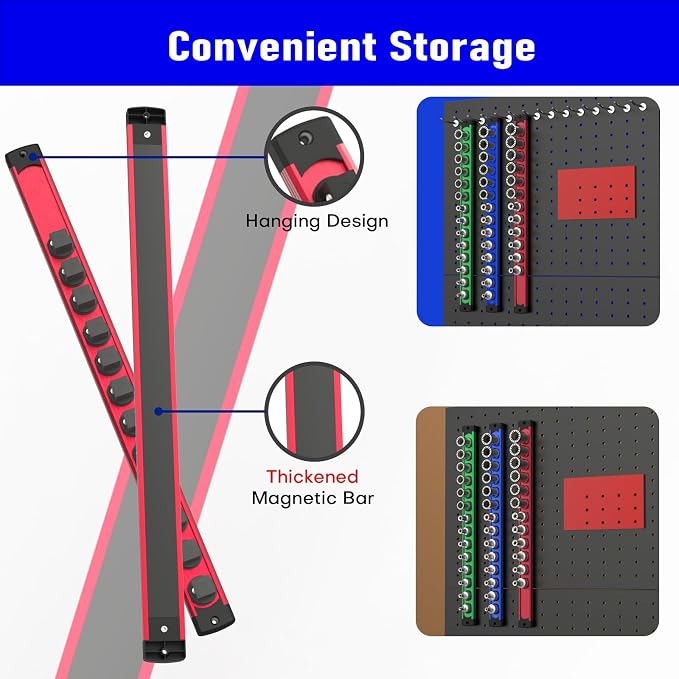 Magnetic Socket Holder Organizer Set, 6-Piece Heavy Duty Aluminum Alloy Socket - Image 4