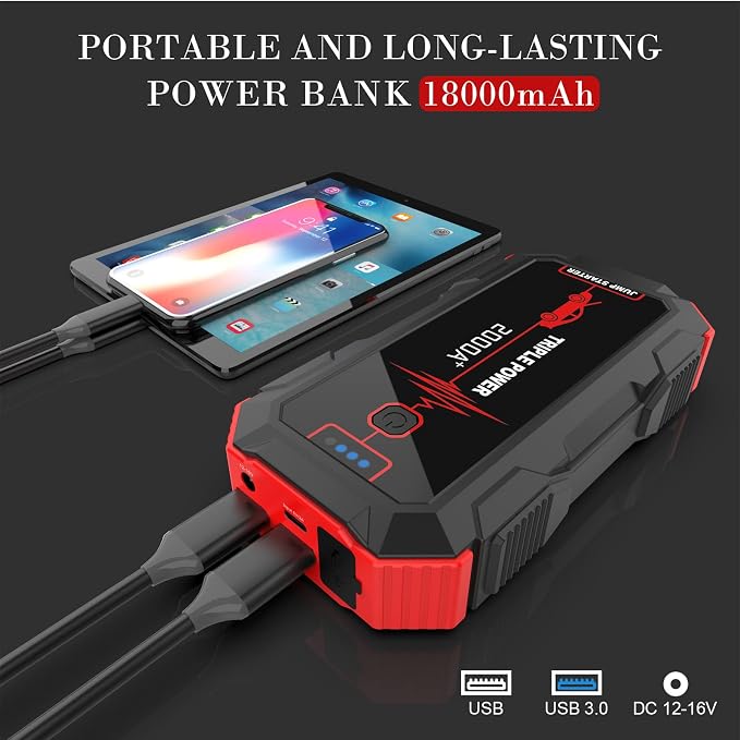 Car Jump Starter 2000A Peak 12V Car Battery Booster Pack, Portable Battery - Image 4