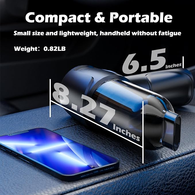 Car Vacuum Portable Cordless, 16000PA Powerful Suction, 5 in 1 Mini Handheld - Image 2