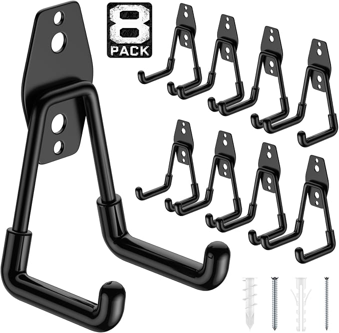 8 Pack 4.5x2.75 Inch Utility Steel Wall Mount Heavy Duty Garage Hooks by Cpais