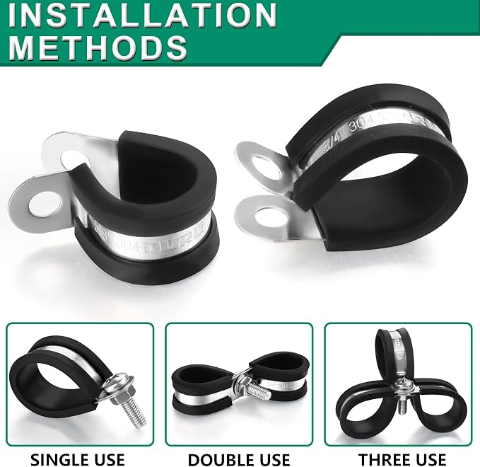 20pcs 1 Inch Stainless Steel Cable Clamps, Rubber Coated - Image 4