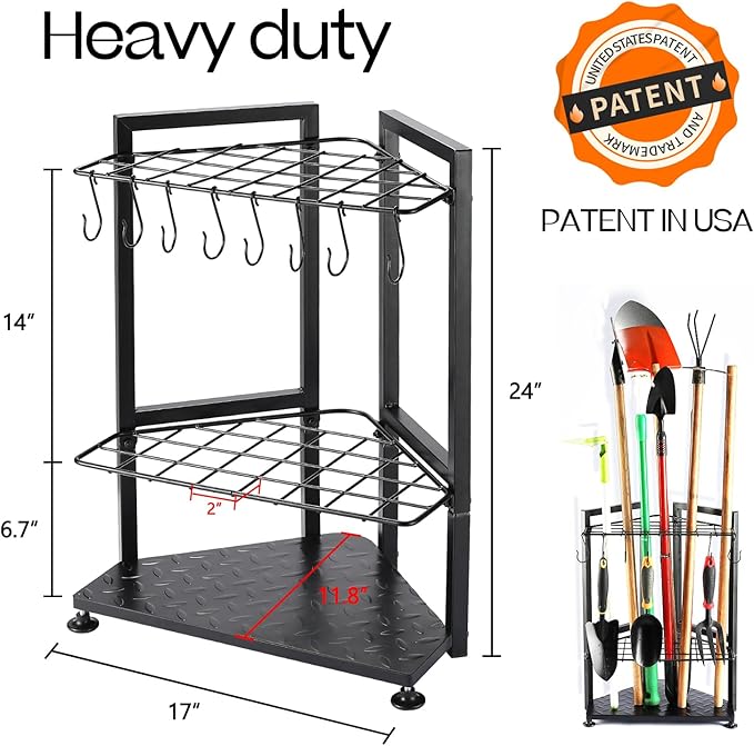 Garden Tool Organizer, Yard Tool Rack Heavy Duty, Free Standing - Image 3