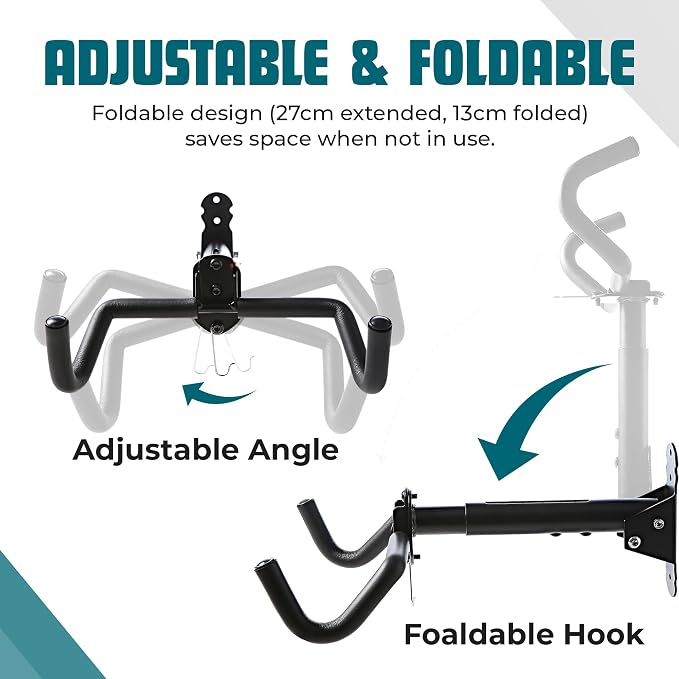 Bike Wall Mount, 2 Pack Bike Hanger, Foldable Bicycle Storage Horizontal Rack - Image 2