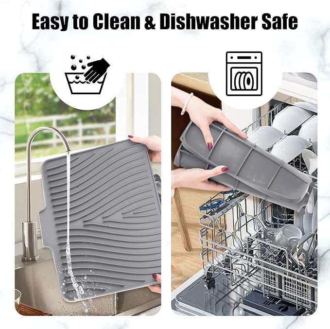 Silicone Dish Drying Mat for Kitchen Counter, Dish Drying Pad, Non-Slip Drain - Image 4