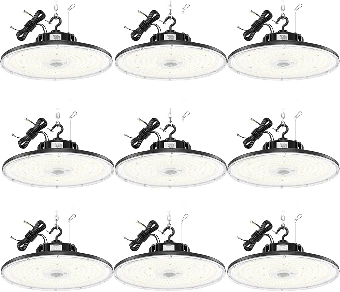 BBESTLED 9 Pack LED High Bay Lights 240W 33, 600LM 5000K, Dimmable UFO LED High by BBESTLED