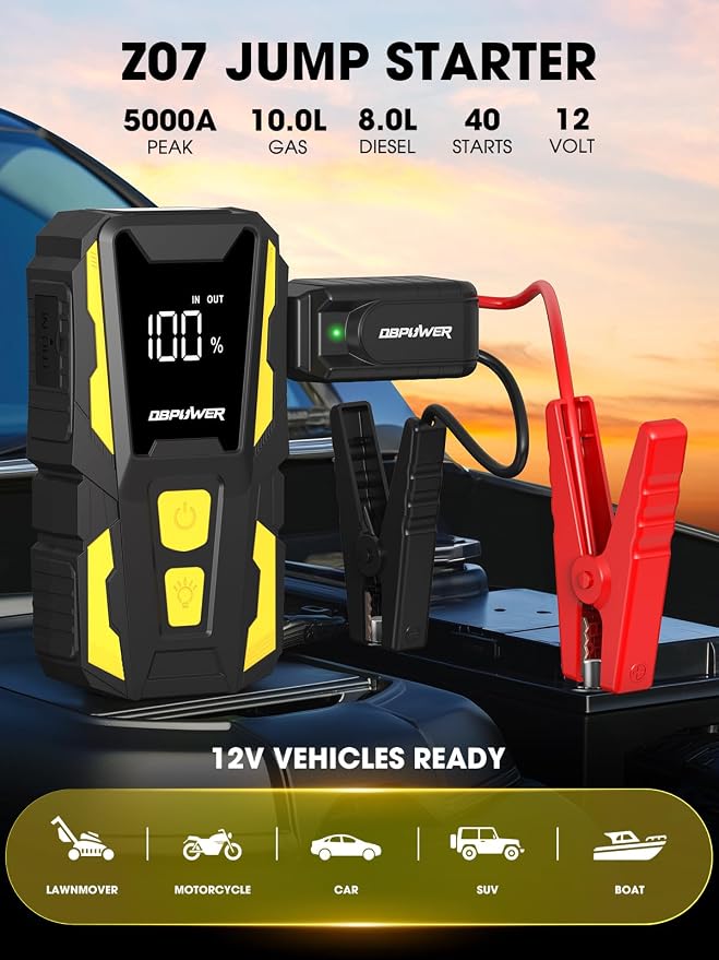 DBPOWER 5000A Jump Starter, 74Wh Car Battery Jump Starter - Image 2
