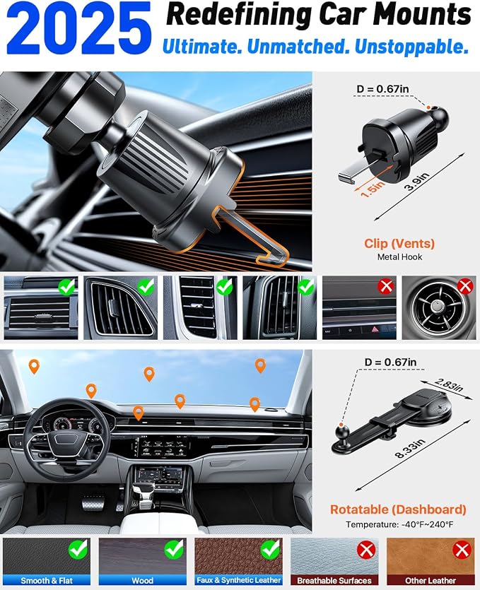 YRU Cell Phone Automobile Cradles Dashboard Windshield Pickup Truck Phone Mount - Image 7