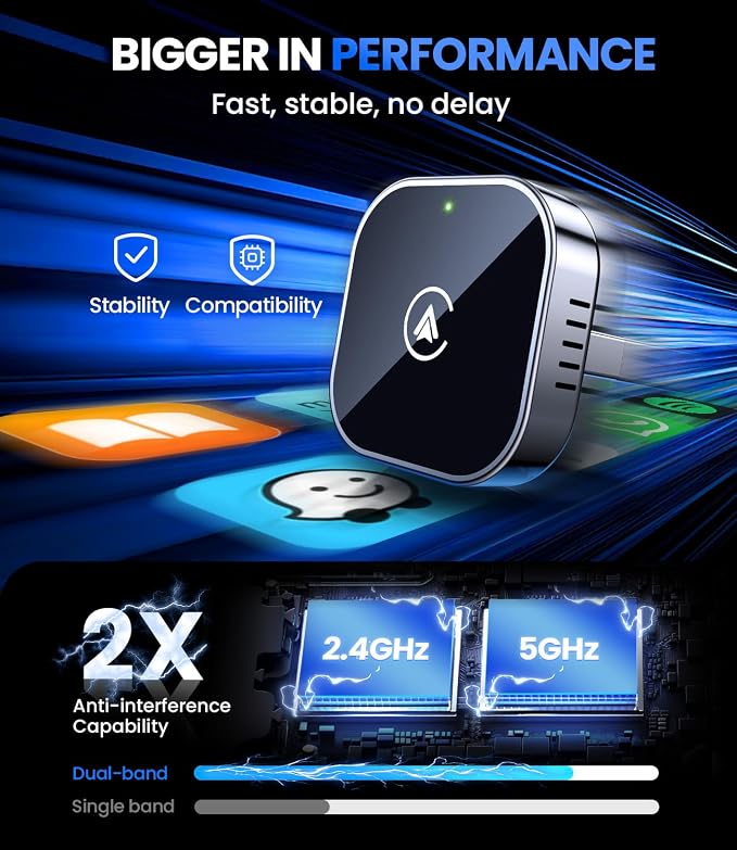 Teeran 2 in 1 Wireless CarPlay and Android Auto Adapter, Easy Setup Plug and - Image 4