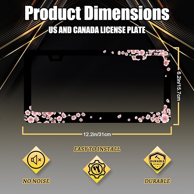 Beautiful Cherry Blossom License Plate Frame Pink Floral License Plate Holder - Image 2
