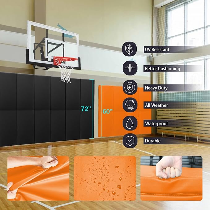 PROGOAL 60"/72" High Gym Wall Padding 2"/4" Thick Foam Basketball Court Wall - Image 4