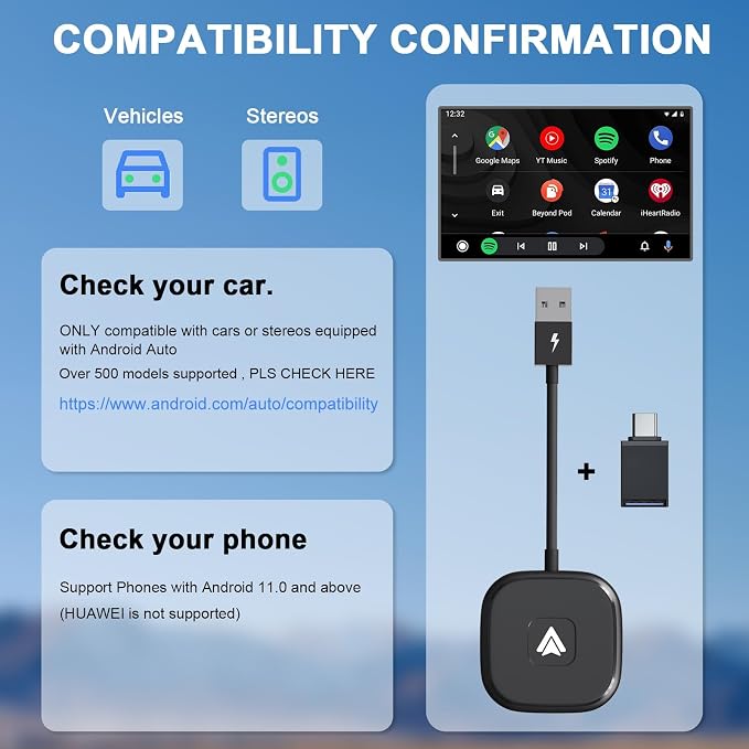 Android Auto Wireless Adapter for Wired Android Auto Cars Converts Wired to - Image 5