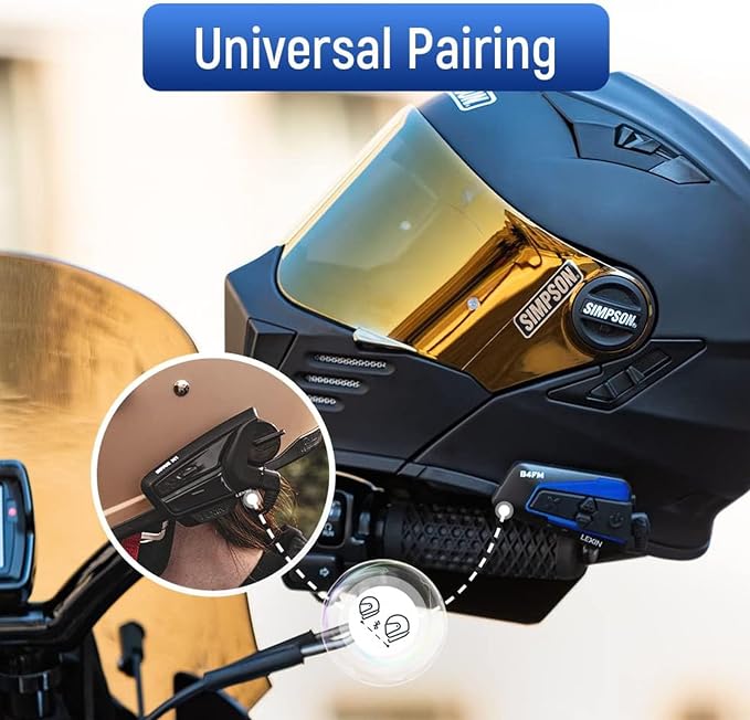 LEXIN B4FM Motorcycle Bluetooth Headset, 10 Riders Helmet Bluetooth Intercom - Image 6