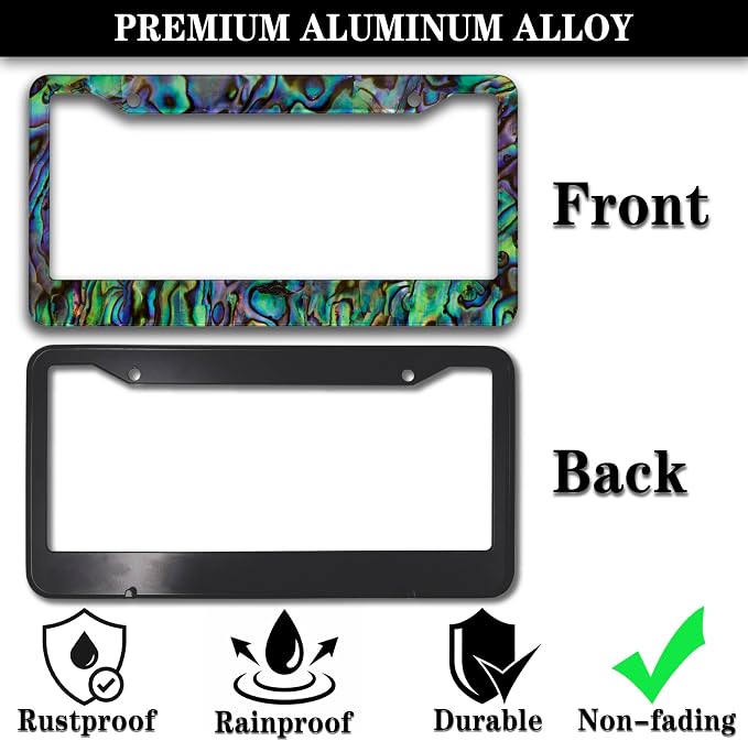 License Plate Frames Multicolor Fun License Plate Frame Cover Faux Abalone - Image 3