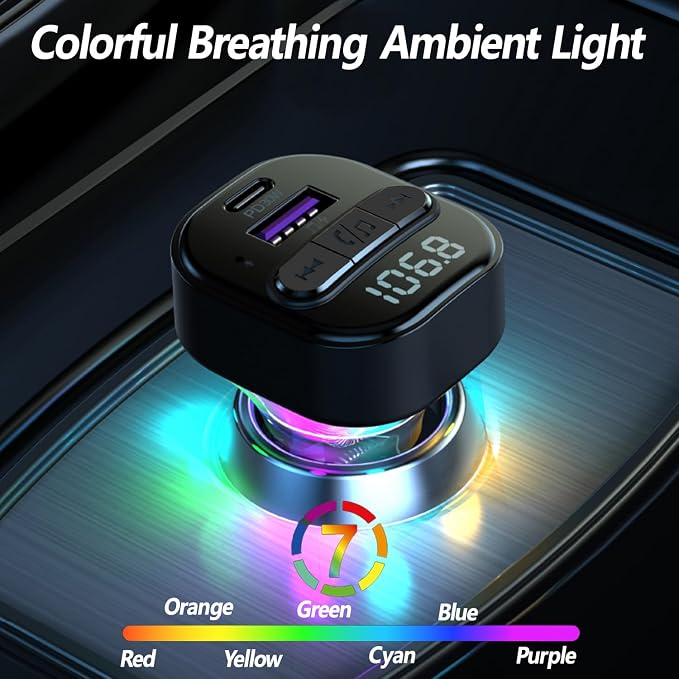 Bluetooth 5.3 FM Transmitter for Car, Wireless FM Radio Transmitter, Support - Image 3