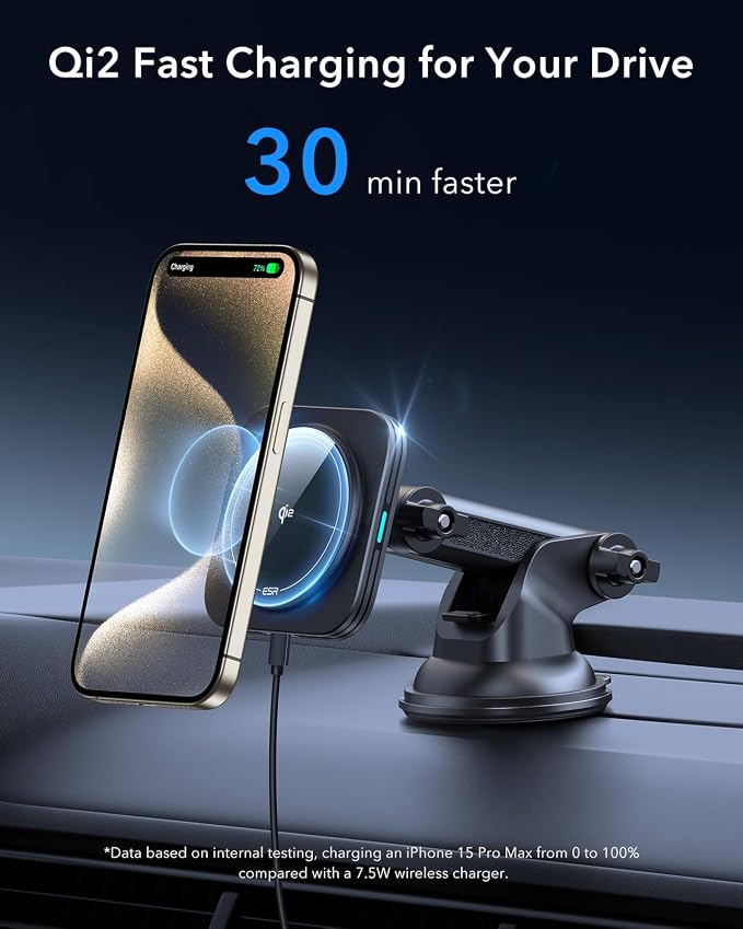ESR for Qi2 15W MagSafe Car Mount Charger, Qi2-Certified MagSafe Car Charger - Image 3