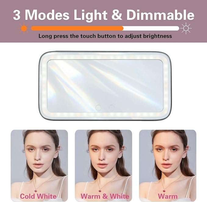 Car Visor Vanity Mirror with Light, LED Sun Visor Mirror, Truck Makeup Mirrors - Image 2