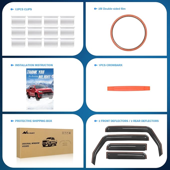 Nilight in Channel Rain Guards for Gladiator 2020 2021 2022 2023 Window - Image 6