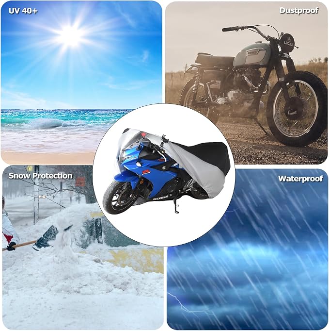 Motorcycle Cover All Season Waterproof Breathable Sun Outdoor Protection Three - Image 3