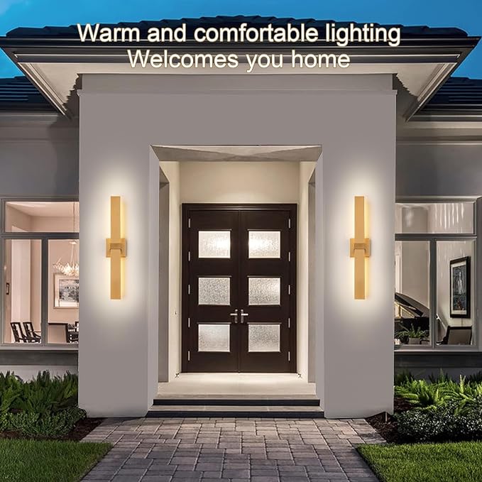 Modern LED Outdoor Wall Sconce 27.2" Gold Outdoor Wall Lights Exterior - Image 2