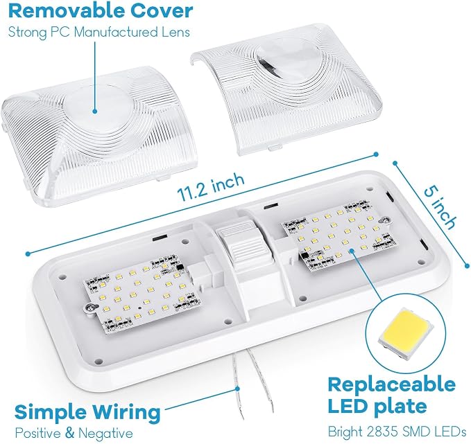 8 Pack RV Lights Interior 12V Led 8W Ceiling Double Dome Light 600 Lumen - Image 2