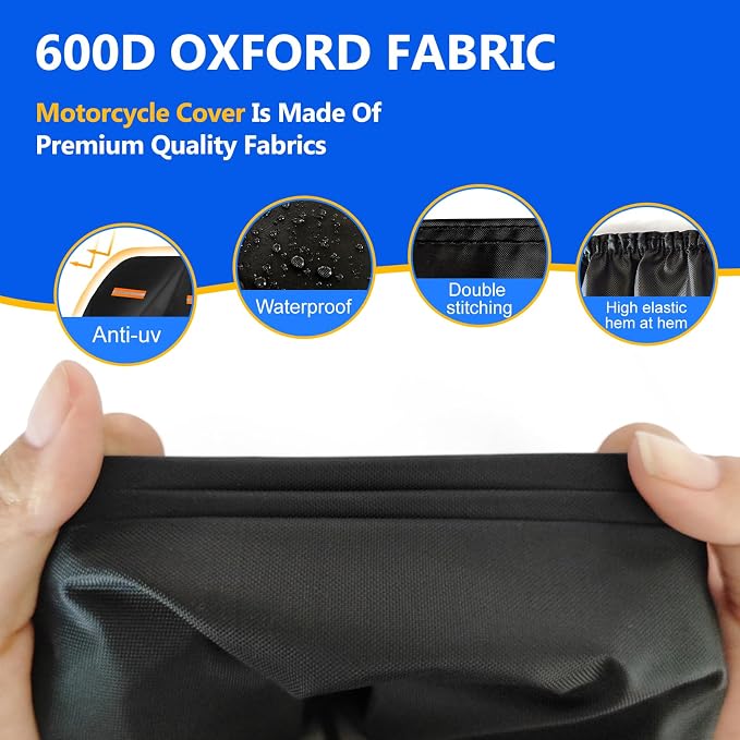 Motorcycle Cover, 600D Heavy Duty Waterproof Motorbike Cover, Dustproof - Image 3