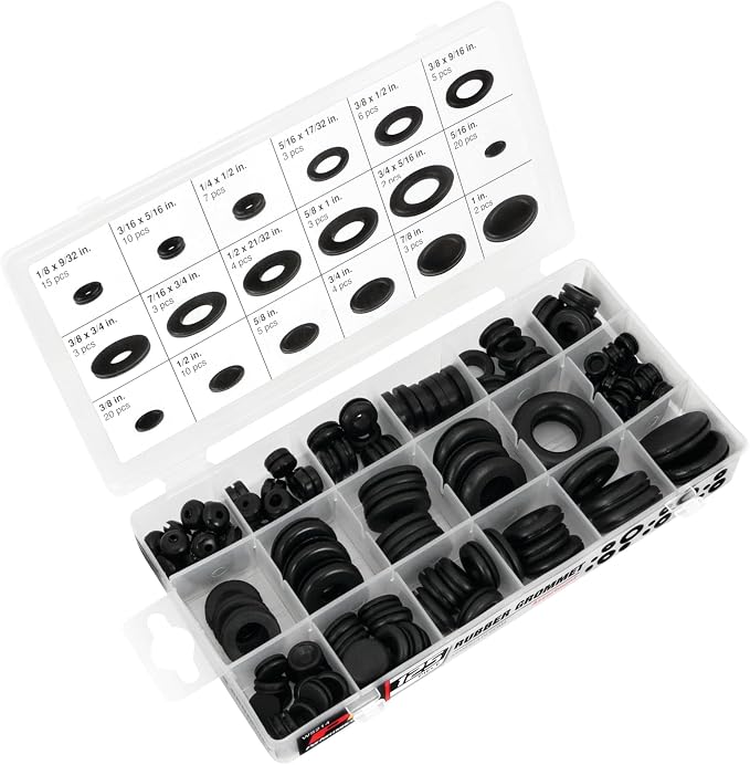 Performance Tool W5214 125pc Rubber Grommet Assortment in Organizer Case by PerformanceTool