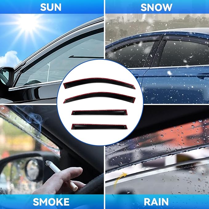 4pcs Front+Rear Smoke Tint Sun/Rain Guard Compatible - Image 3