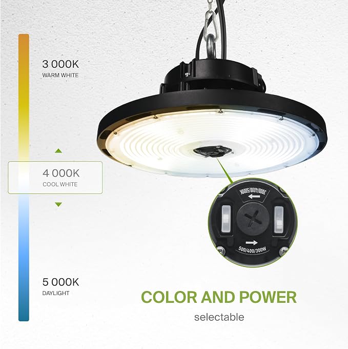 ASD LED High Bay UFO Light Fixture, Commercial Shop Lighting | 3CCT, IP69K - Image 4